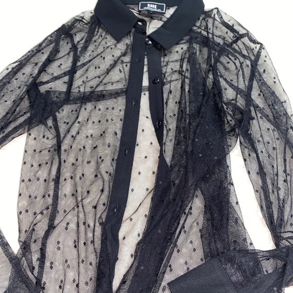 Sheer polkadot button up blouse - Picture 1 of 1